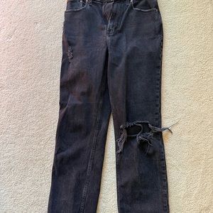 Abercrombie Black Ripped Jeans Straight Leg